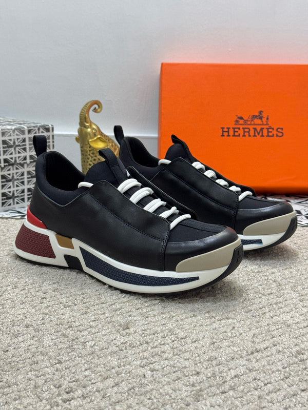 HM Men's Just Sneaker Black Cowhide And Nubuck Leather 545939