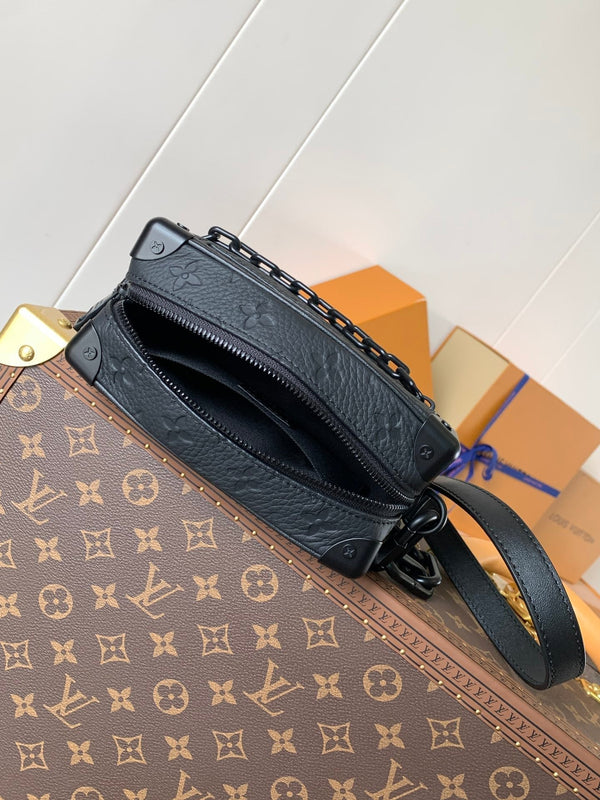 LV M55702 Mini Soft Trunk 18.5 with Matte-Black Chains Black Taurillon Cowhide