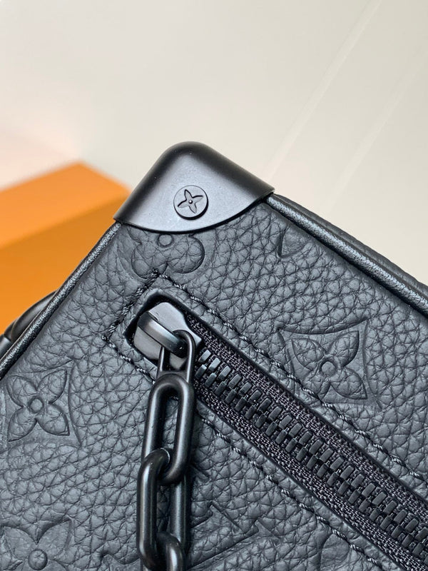 LV M55702 Mini Soft Trunk 18.5 with Matte-Black Chains Black Taurillon Cowhide