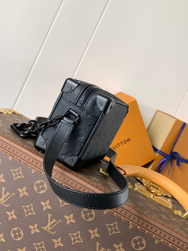 LV M55702 Mini Soft Trunk 18.5 with Matte-Black Chains Black Taurillon Cowhide