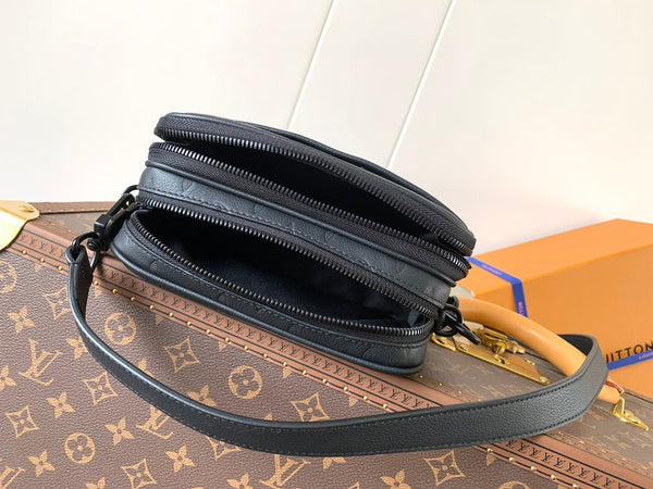 LV Nano Alpha 18.5 cm Black Monogram Embossed Shadow Cowhide