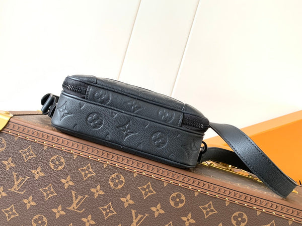 LV Nano Alpha 18.5 cm Black Monogram Embossed Shadow Cowhide