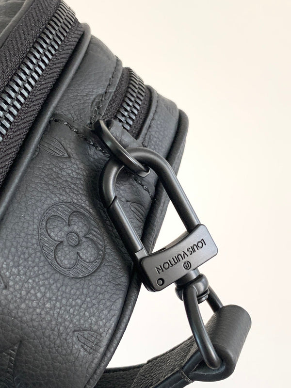 LV Nano Alpha 18.5 cm Black Monogram Embossed Shadow Cowhide