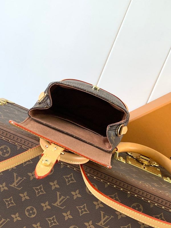 LV Soho Mini Backpack 17cm Brown Beige Monogram Canvas & Cowhide