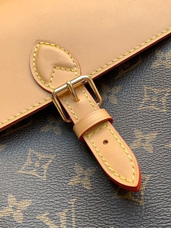 LV Soho MM Backpack 24cm Brown Beige Monogram Canvas & Cowhide