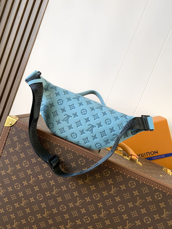 LV M14782 Rush Bumbag Light Blue Monogram Shadow Calfskin
