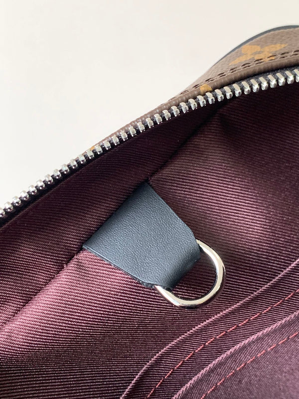 LV Porte-Documents Voyage Marrone Nero Tela Macassar