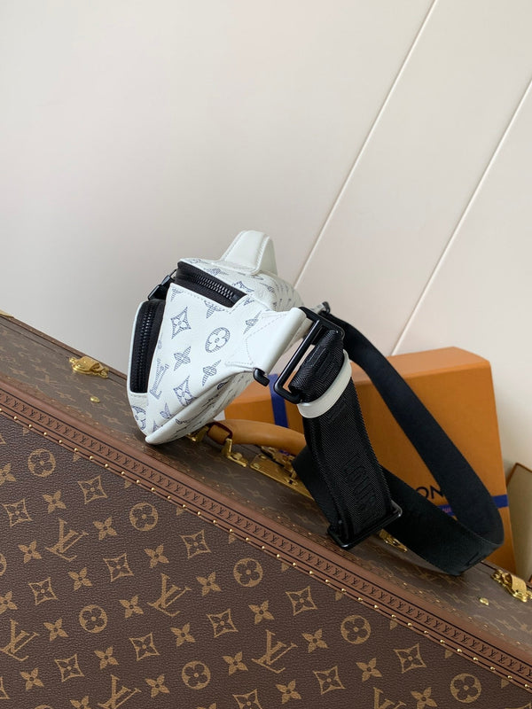 LV M25227 Rush Bumbag White Monogram Shadow Calfskin