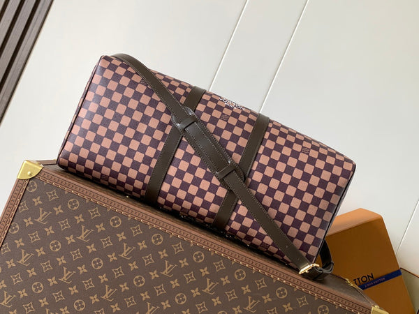 LV Keepall Bandoulière 50 Brown Damier Phriendship Canvas