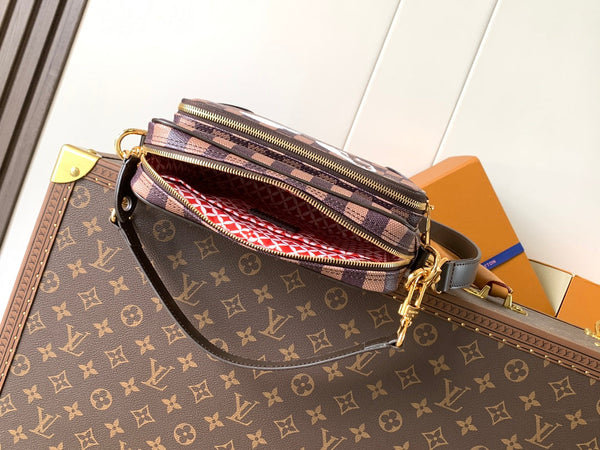 LV N40797 Nil Messenger Bag 25cm Damier Canvas & Leather Trim GHW