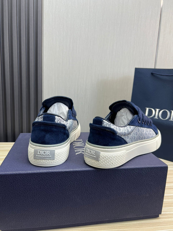 CD B33 SNEAKER NAVY SUEDE AND MONOGRAM FABRIC