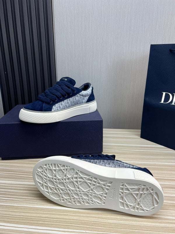 CD B33 SNEAKER NAVY SUEDE AND MONOGRAM FABRIC
