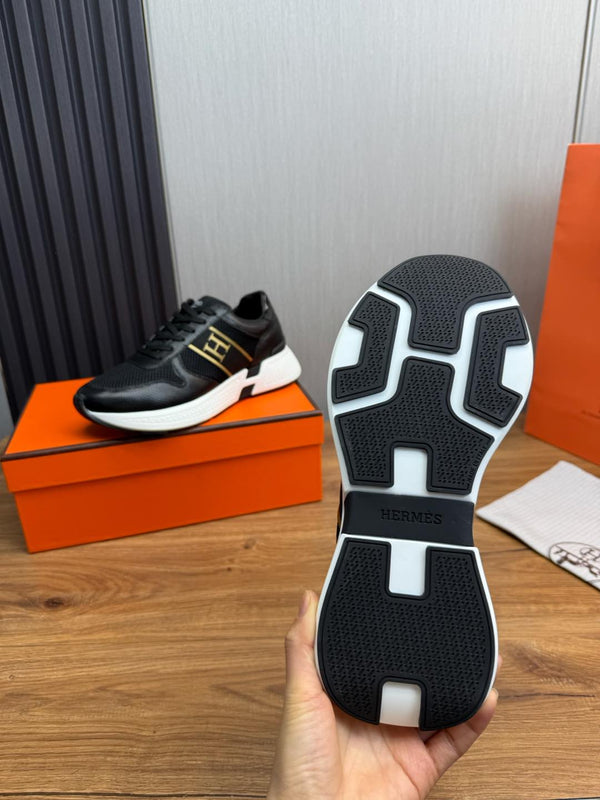 HM Men's Sneaker Black Mesh Cowhide 519225