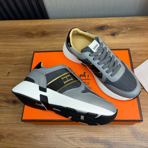 Sneaker da uomo HM in mesh grigio e pelle bovina 519227