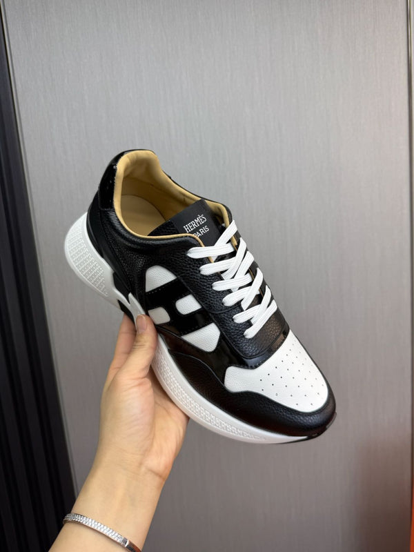 HM Men's Sneaker Black White Cowhide 519235