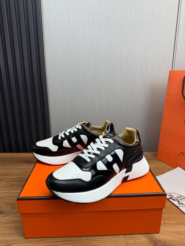 HM Men's Sneaker Black White Cowhide 519235