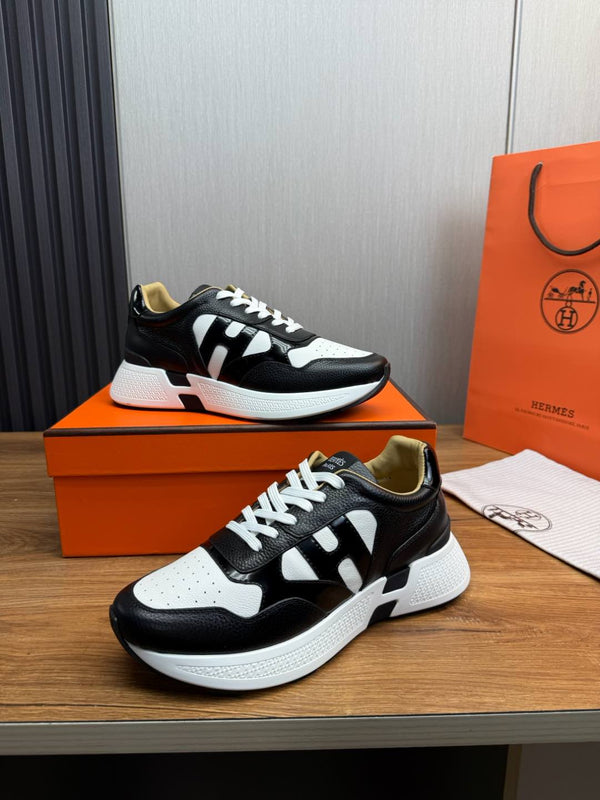 HM Men's Sneaker Black White Cowhide 519235