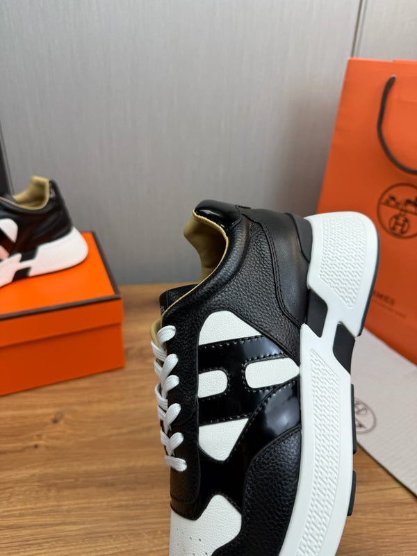 HM Men's Sneaker Black White Cowhide 519235