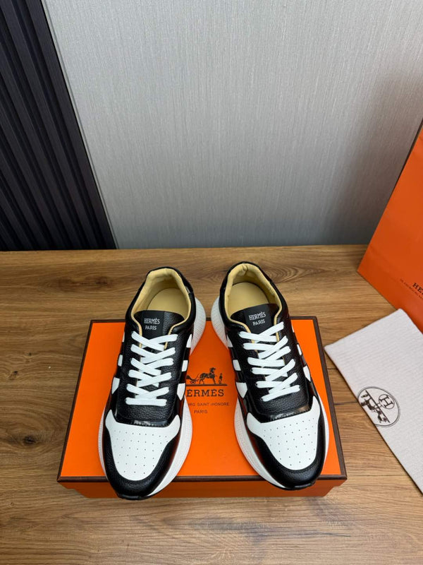 HM Men's Sneaker Black White Cowhide 519235