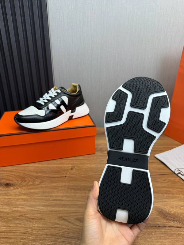 HM Men's Sneaker Black White Cowhide 519235