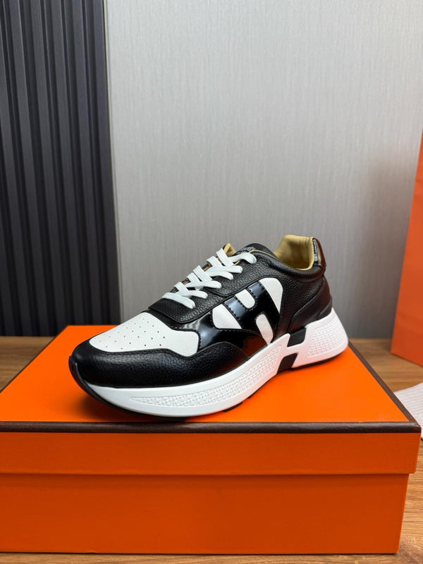 HM Men's Sneaker Black White Cowhide 519235