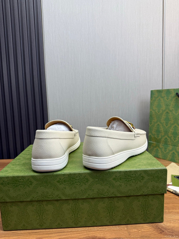 GG Men's Leather Loafers White Calfskin 587560