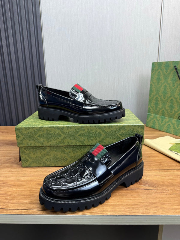 GG Men's Web Loafer Black Patent Leather 724592