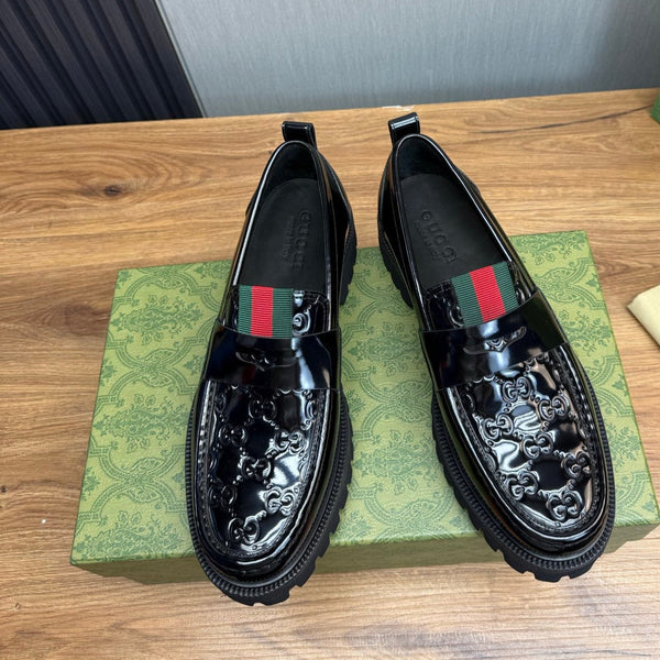 GG Men's Web Loafer Black Patent Leather 724592