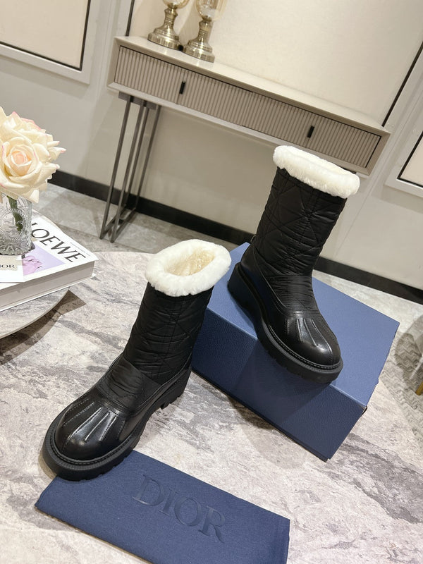 CD Frozen-D Ankle Boot Black Fleece Lining And Mackintosh And Calfskin