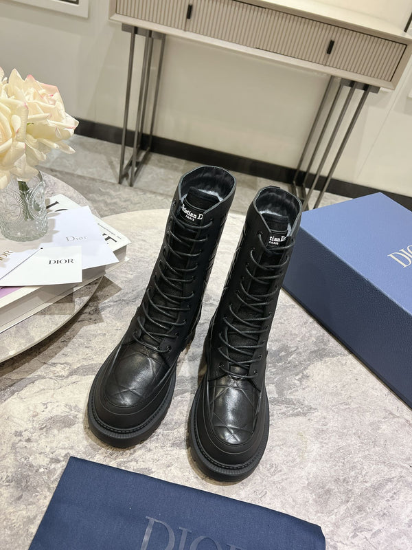 CD- D-Leader Ankle Boot 45mm Black Calfskin And Fleece Lining