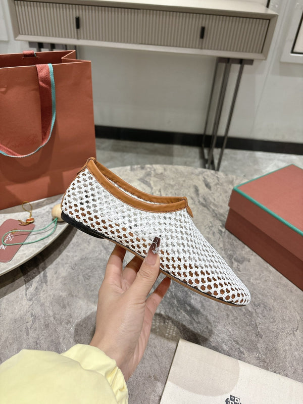 LP hollow knit ballet flats white original leather 379025