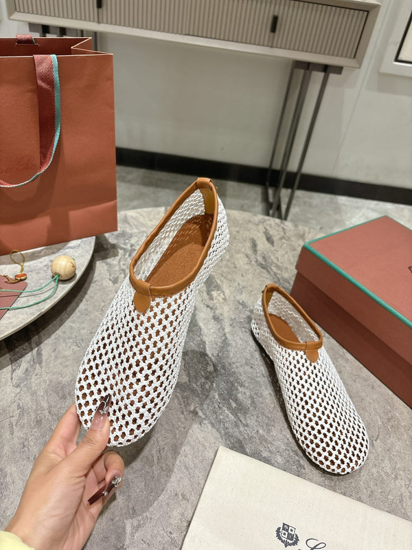 LP hollow knit ballet flats white original leather 379025