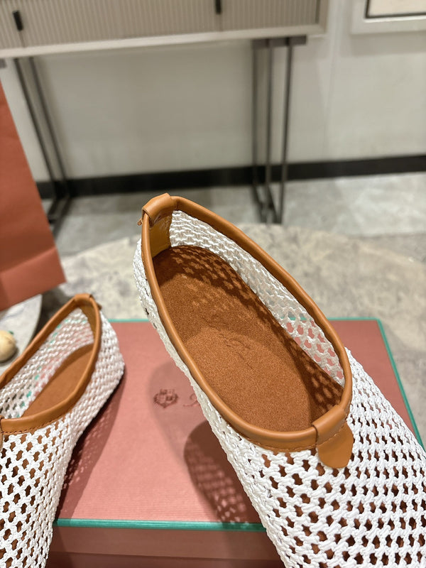 LP hollow knit ballet flats white original leather 379025