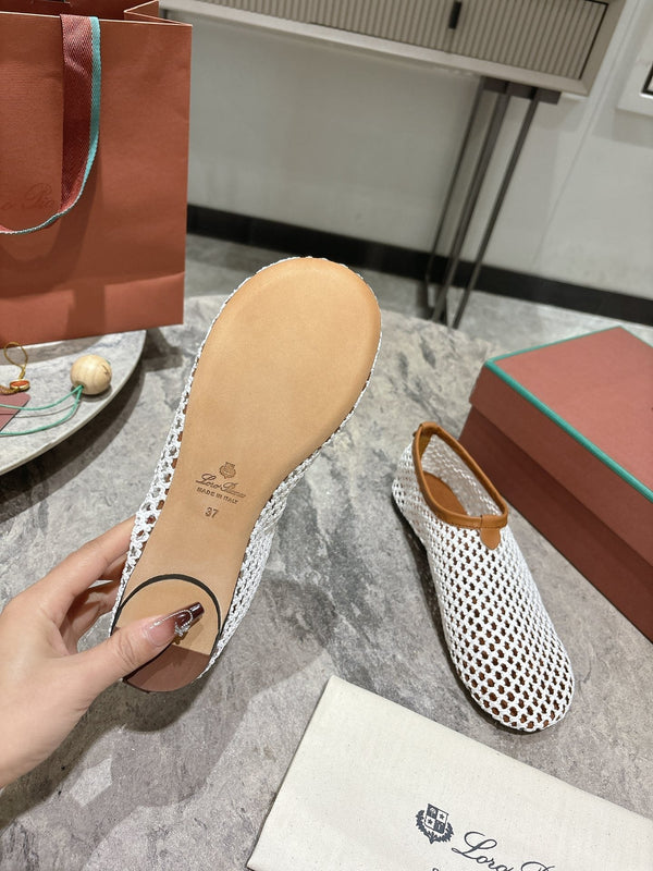 LP hollow knit ballet flats white original leather 379025