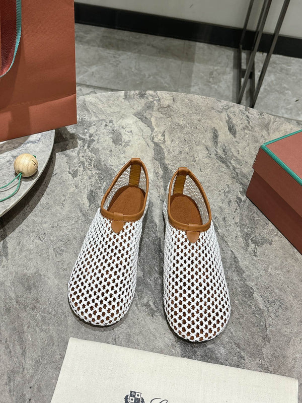 LP hollow knit ballet flats white original leather 379025