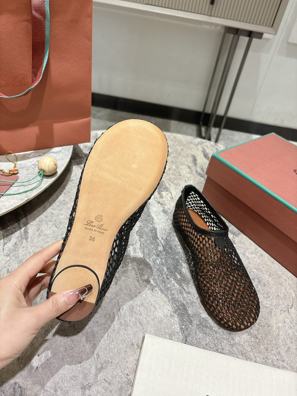 LP hollow knit ballet flats black original leather 379023