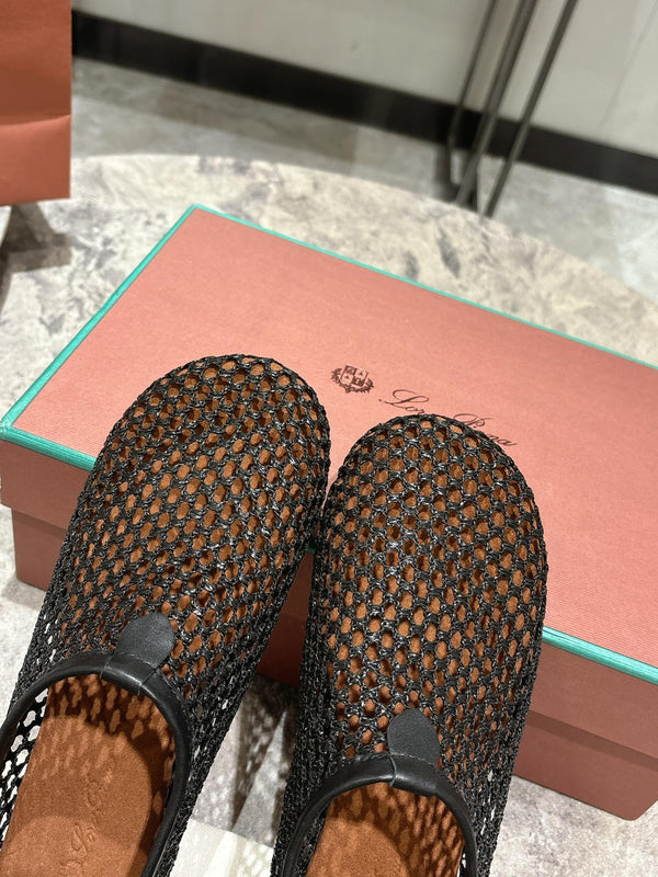 LP hollow knit ballet flats black original leather 379023