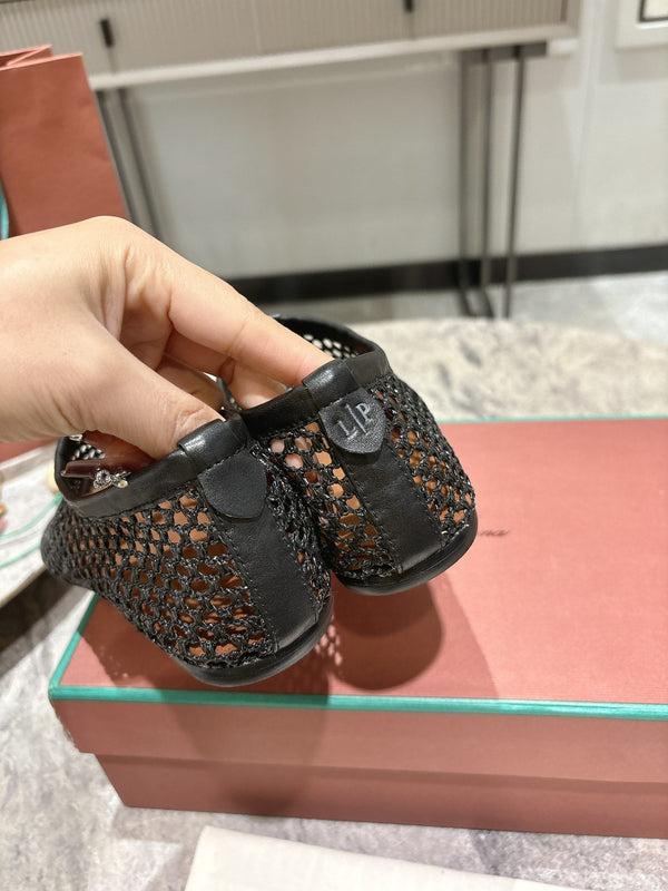 LP hollow knit ballet flats black original leather 379023