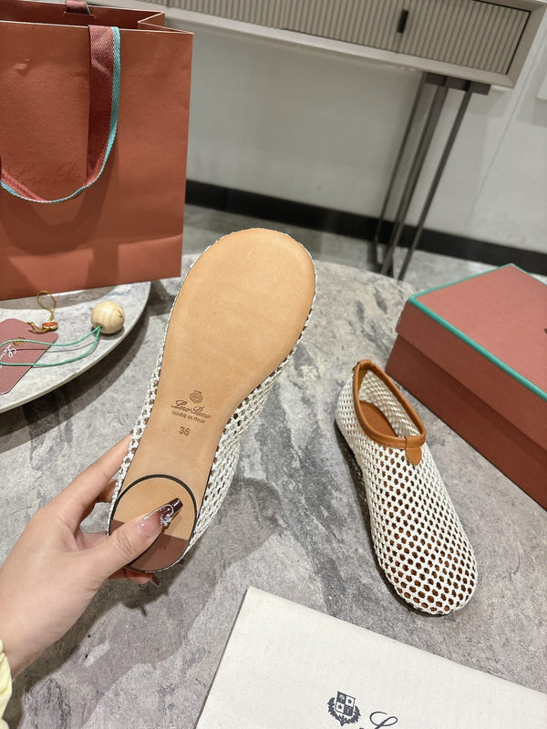 LP hollow knit ballet flats beige original leather 379024