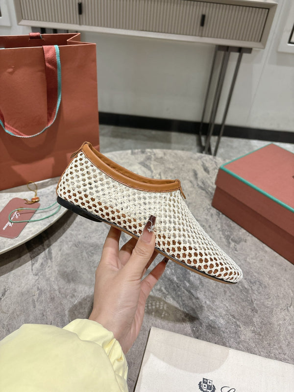 LP hollow knit ballet flats beige original leather 379024