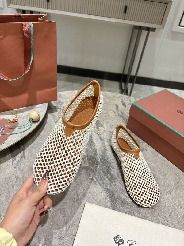 LP hollow knit ballet flats beige original leather 379024