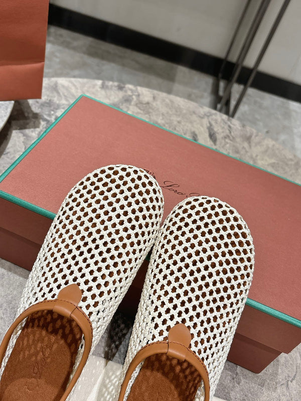 LP hollow knit ballet flats beige original leather 379024