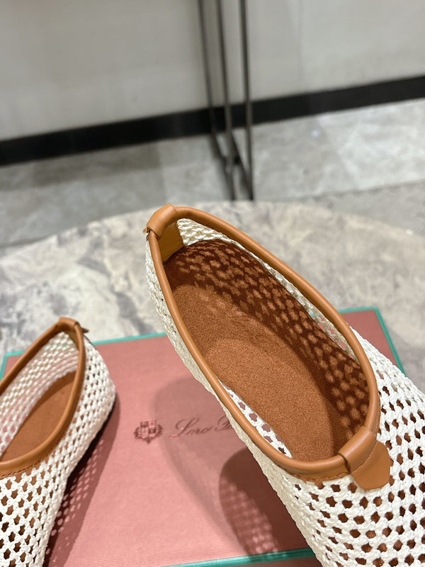 LP hollow knit ballet flats beige original leather 379024