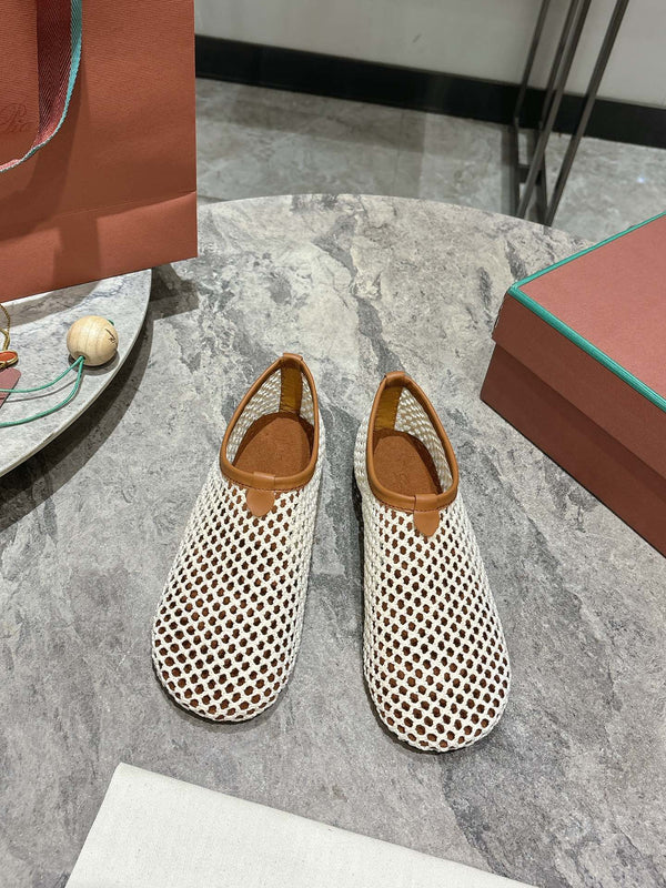 LP hollow knit ballet flats beige original leather 379024