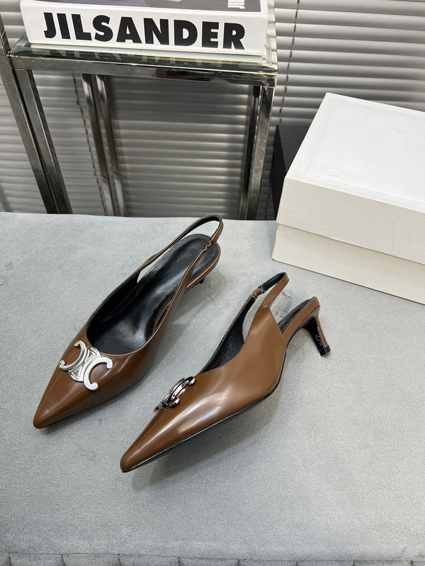 alma triomphe 50 slingback chocolate patent calfskin