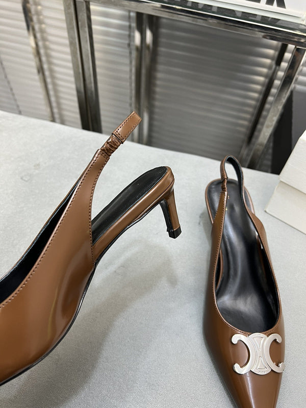 alma triomphe 50 slingback chocolate patent calfskin