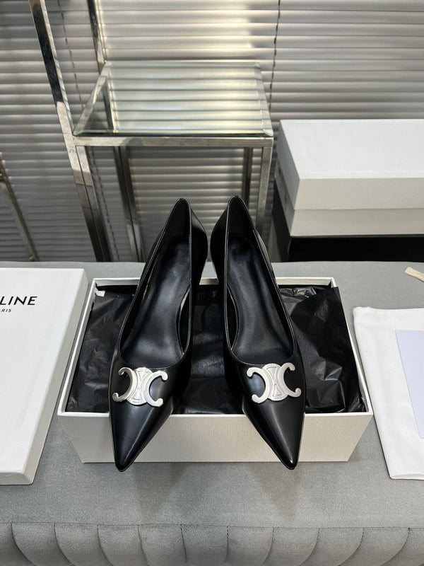 cl pumps 50 black calfskin silver logo