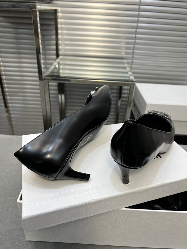 cl pumps 50 black calfskin silver logo