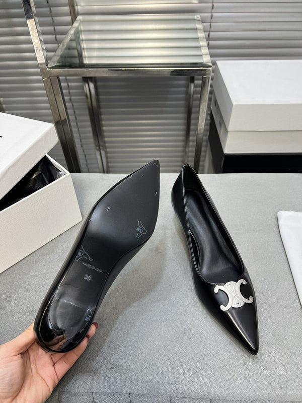 cl pumps 50 black calfskin silver logo