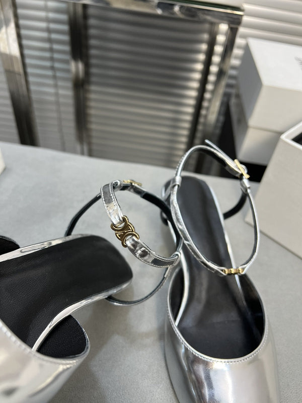 cl kitten 50 pelle di vitello metallizzata argento